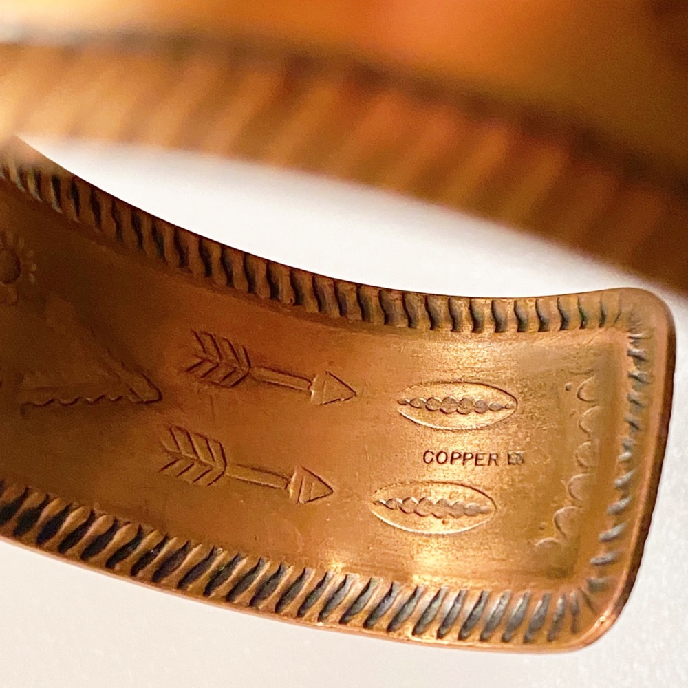 Vintage Storyteller Bell Trading Post Copper Cuff Bracelet - Handmade - Picture 11 of 13